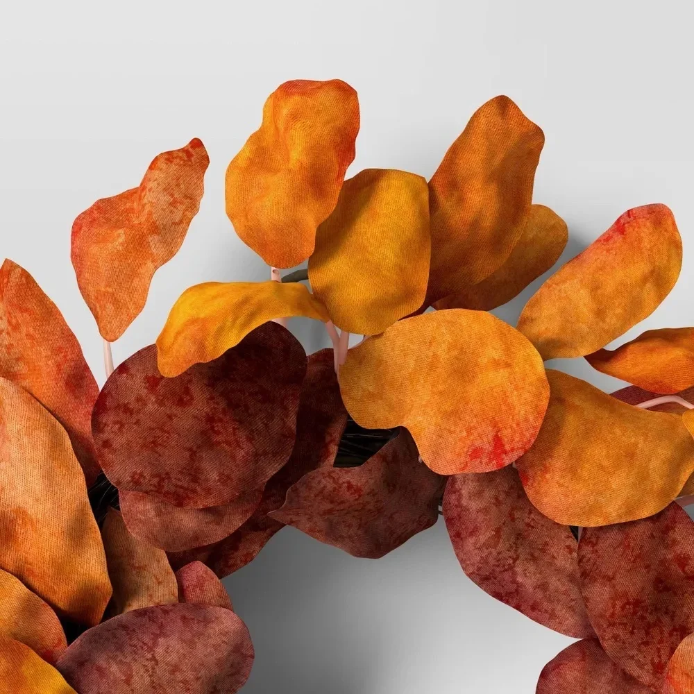 NEW Autumn Fall Mini Leaf Wreath - Orange and Red